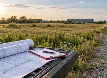 Vacant land with survey plans illustrating land financing in Ontario