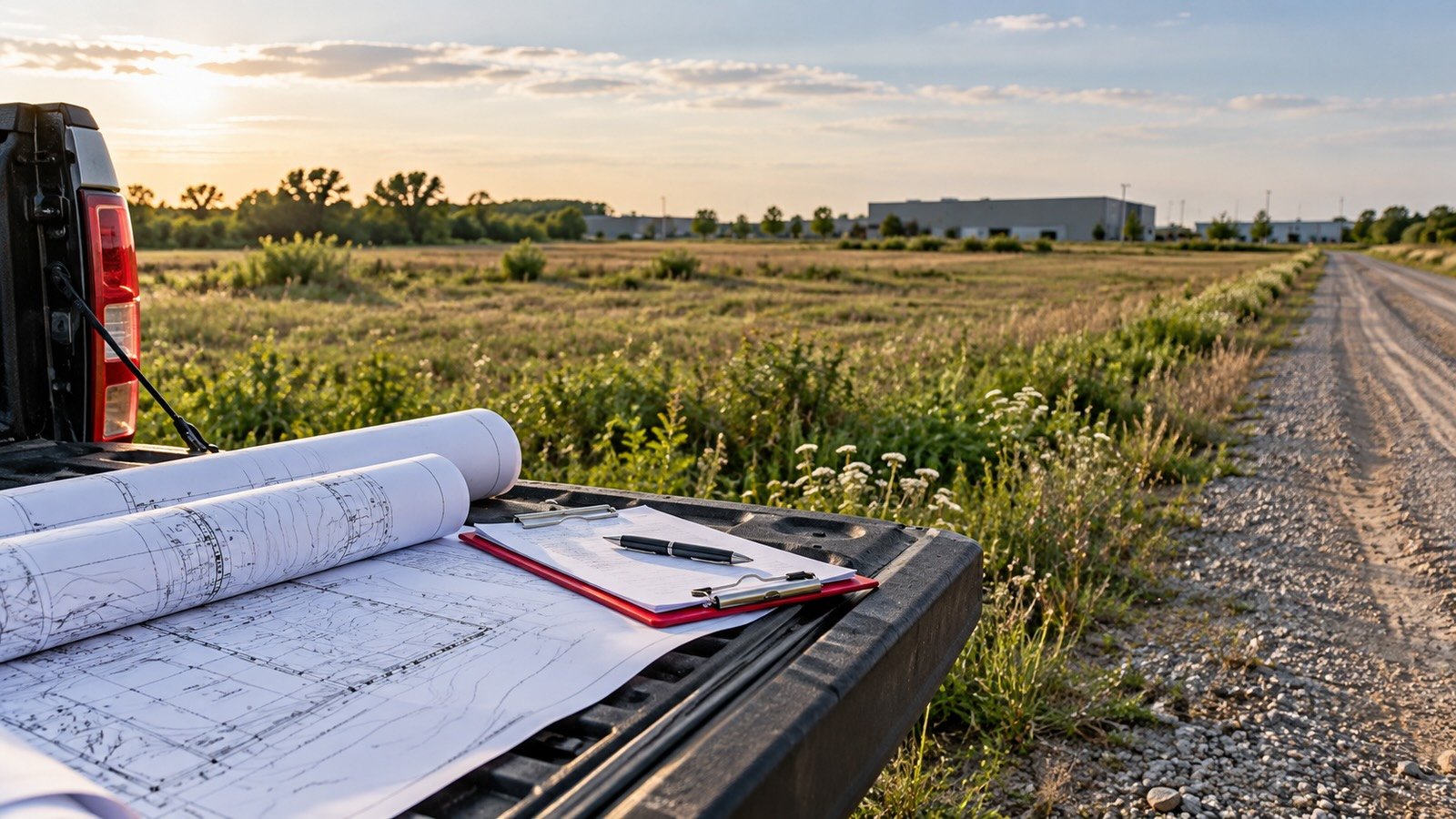 Vacant land with survey plans illustrating land financing in Ontario